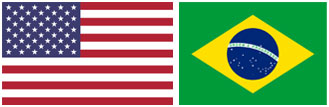 Flags of the United States and Brasil